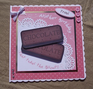 Bourbon Biscuit Birthday Quick Card N 3D Decoupage by Cheryl Morrison