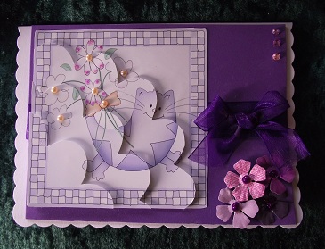 Cute Cat Quick Card with Shell Edged Corner Side Stacker by Cheryl Morrison