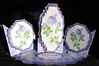 Triple Twist Easel Card - Lilac Roses by Cheryl Morrison