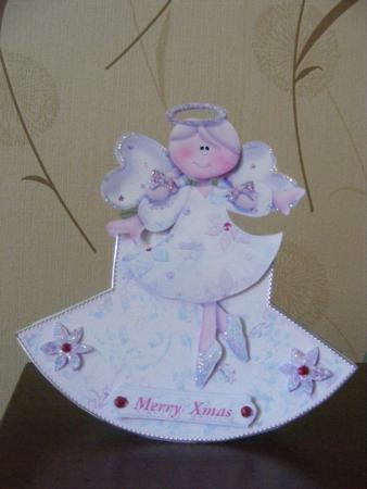 Xmas Angel Rocker Card - Pink by Cheryl Smith