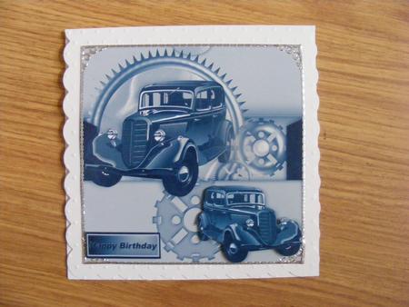 Vintage Car in Silver Steampunk Frame by Cheryl Smith