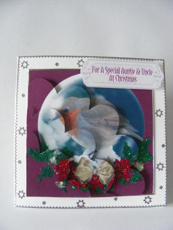 Christmas Robin Snow Globe Shell Edged Corner Stacker by Cheryl Smith