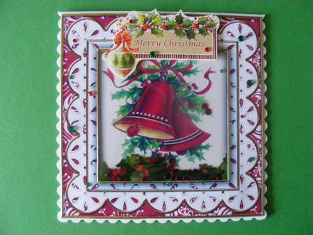 Christmas Bells Anglaise 5in Card Front and Shaker Frame by Cheryl Smith