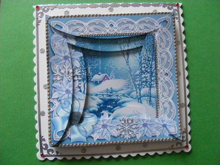 Winter Walk Blue Poinsettia 5in Rounded Spiral Stacker by Cheryl Smith
