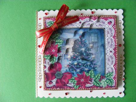 My Tree Red Poinsettia 5in Triangle Wavy Corner Stacker by Cheryl Smith