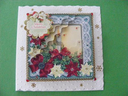 Single Candle Poinsettia 5in Triangle Wavy Corner Stacker by Cheryl Smith