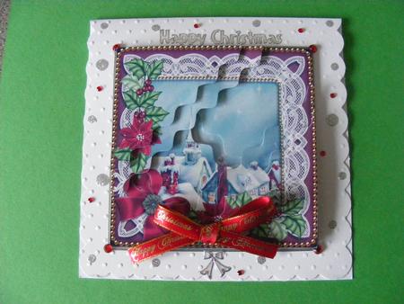 Rooftops Red Poinsettia 5in Triangle Wavy Corner Stacker by Cheryl Smith