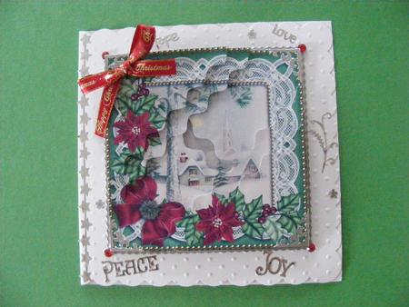 Winter Pub Poinsettia 5in Triangle Wavy Corner Stacker by Cheryl Smith