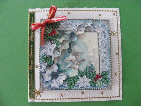Snow Bells Poinsettia 5in Triangle Wavy Corner Stacker by Cheryl Smith