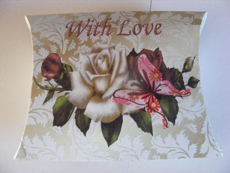 Pretty Gold Scroll Pillow Box and Roses with Love by Cheryl Smith