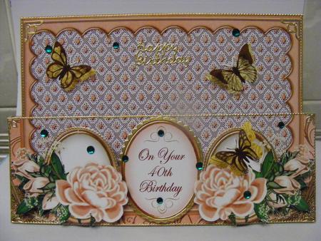 Peach Rose 40th Birthday Large Dl Card Kit by Cheryl Smith