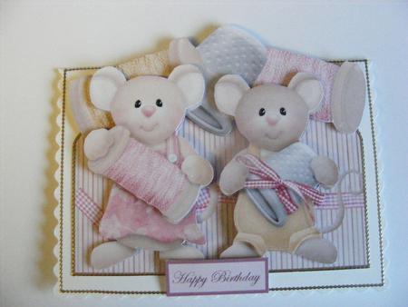 A Stitch in Time the Mouse Family Over the Edge Card by Cheryl Smith
