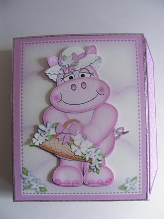 3D Hilda Hippo Gift Box Card Kit with 3D Decoupage by Cheryl Smith