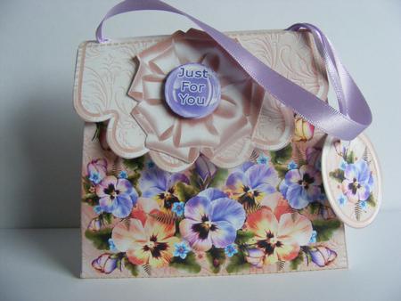 Handbag Gift Box Cream Pansies by Cheryl Smith