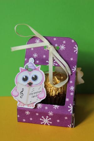 Little Owl 3D Xmas Treat Box Tree Decoration Easifold Frame by Cheryl Smith