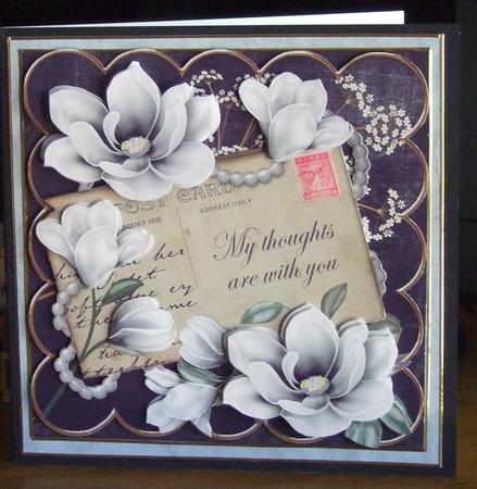 Silver Blk Magnolia Thoughts 8in Xtreme Decoupage Card Kit by Chris Keys
