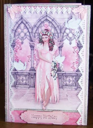 Pretty Fairy in Pink with White Doves A4 by Chris Keys