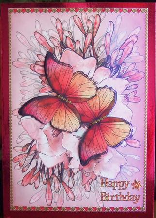 A5 Butterflies N Flowers Scallop Corner Side Stacker by Chris Keys