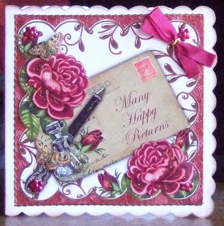 Dpink Roses Many Happy Returns Ink Saver 8in Step by Step by Chris Keys