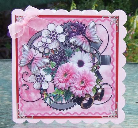 8x8 Pink Floral Steampunk Cluster by Chris Keys