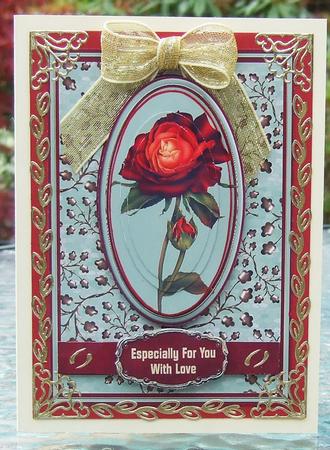Red & Gold Rose A5 Card Front Minikit by Chris Keys