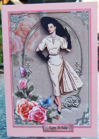 1950s Lady with Roses and Butterflies by Chris Keys