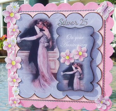 Dancing Couple Silver Your Anniversary 8in Scallop Topper by Chris Keys
