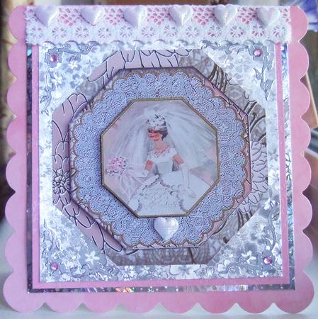 Blushing Bride Octagon Lace Picture Fold Card by Chris Keys