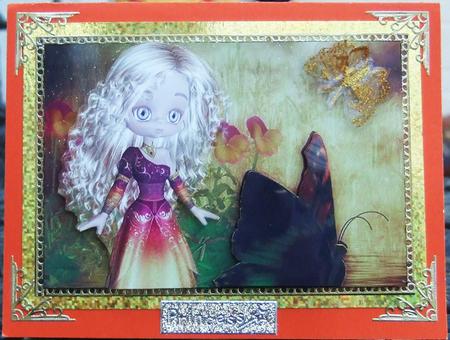 Blonde Girl and Butterfly Quick Card by Chris Keys