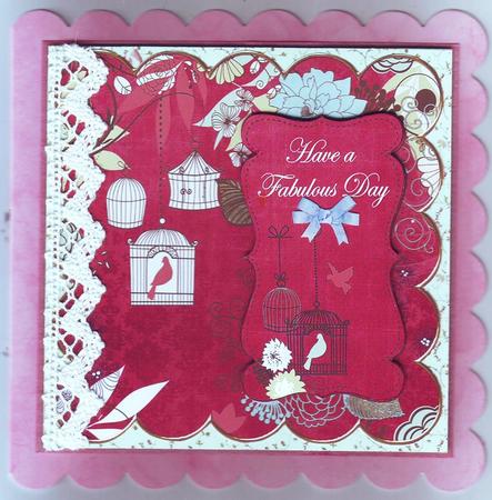Dark Red Birdcage Fabulous Day 8in Scallop Topper by Chris Keys
