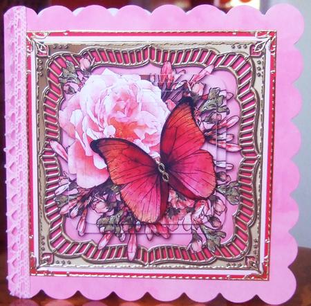 Butterfly Rose Round Edged Pyramage & Decoupage by Chris Keys