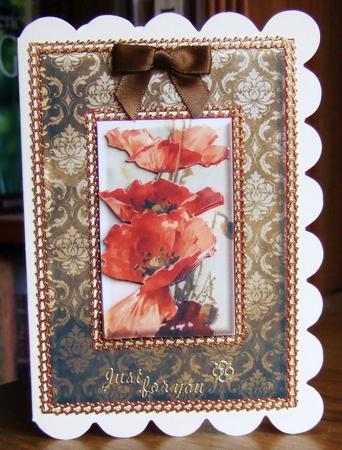 Poppies on Damask Quick Card by Chris Keys