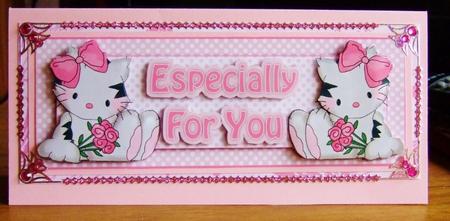 Sweet Kitty with Bow & Flowers Especially for You Large Dl by Chris Keys