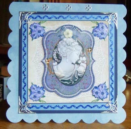 Cameo Blue Card Topper & Decoupage by Chris Keys