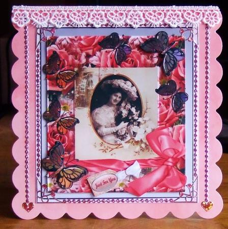 Antique Portrait & Rose Frame & Butterfly Decoupage by Chris Keys