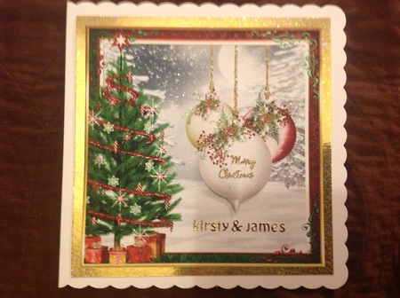 Christmas Baubles Decoupage 8x8ins Topper 1 by Chris Lawlor