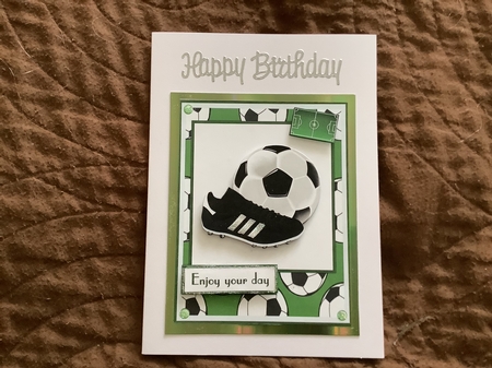 Soccer male birthday greeting card by Chris Lawlor