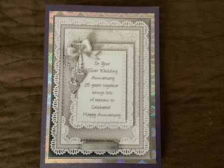 A5 Silver Wedding Lace and Pearls Quick Card with Pyramage by Chris Lawlor