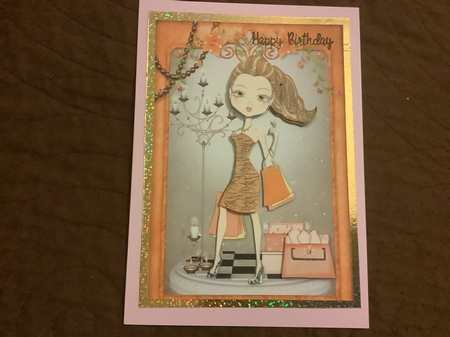 Teen Fashionista! Shopaholic Card Front and Decoupage by Chris Lawlor