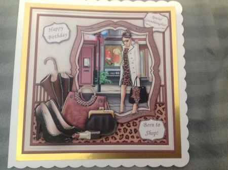 FASHIONABLE SHOPPING LADY 8x8 Decoupage & Insert Mini Kit by Chris Lawlor
