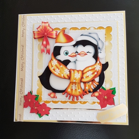 Cute Cuddle Penguins, with Gold Stars and Bow 8x8 Mini Kit by Chris Ryder