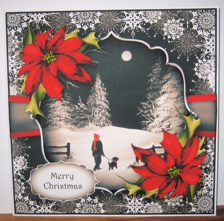 Snowflakes Border - Midnight Christmas Walk 8x8 by Christine Smart