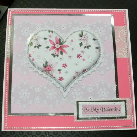 Flowered Heart on Lace by Christine Smart