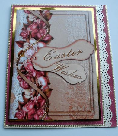 Easter Wishes Peach Roses Scallop Bottom 7x5inch Stacker by Christine Smart