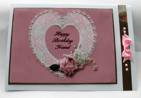 Hearts and Roses Friend Birthday Card Front by Christine Smart