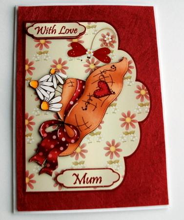 Mothers Day Bonnet and Daisies A4 Scallop Front Card Front by Christine Smart