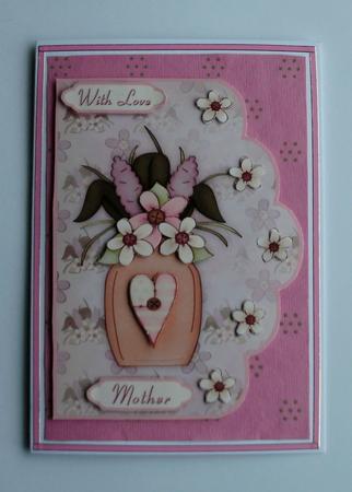 Pink Dragonflowers A4 Scallop Edge Card Front by Christine Smart