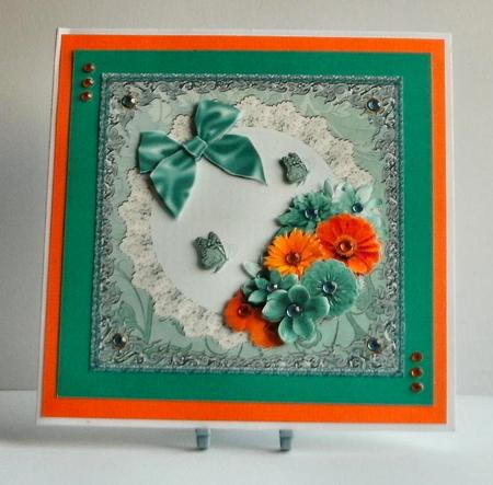Floral Square in Teal by Christine Smart