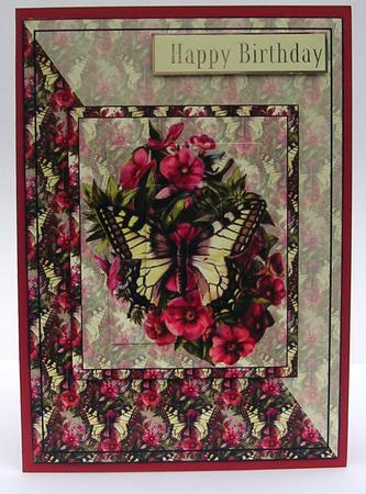Butterfly and Flowers Card Front by Christine Smart