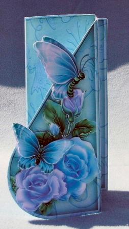Wings N Roses Teardrop Card Kit in Blue by Christine Smart